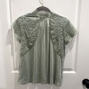Size Small Green Blouse Button Back